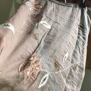 Embroidered see through with lining skirt